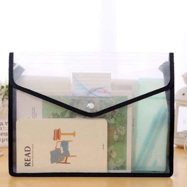 กระเป๋าจุเอกสารโฟลเดอร์ Pvc ขนาด A4 A5 กันน้ํา จุของได้เยอะ  สําหรับสํานักงาน สีขาว
