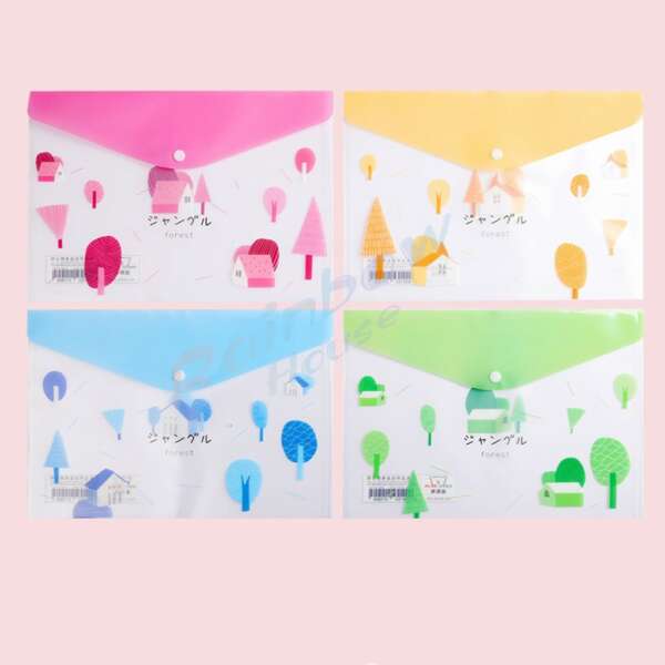 Rainbow แฟ้มเอกสาร แฟ้มกระดุม A4 พิมพ์ลายแฟนซี การ์ตูน น่ารัก นำเข้าเกาหลี คุณภาพดี คอลเลคชั่น แฟ้มกระดุมพลาสติก 4/ชิ้น