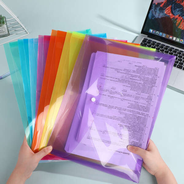 แฟ้มเอกสารสีใส A4 มีกระดุม แฟ้ม กระเป๋าเอกสาร คุณภาพดี 2 โหล