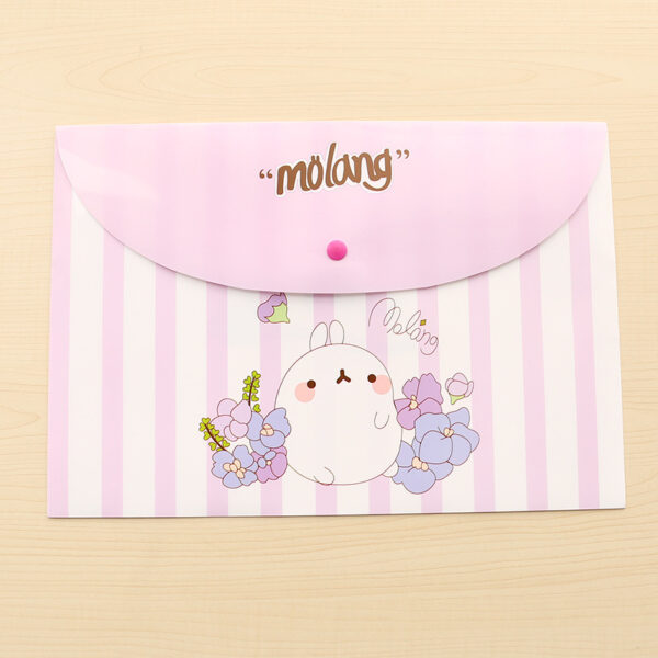 แฟ้มกระดุมพลาสติก แฟ้มกระดุม แฟ้มใส่เอกสาร ลายน่ารัก สีชมพู พร้อมส่ง